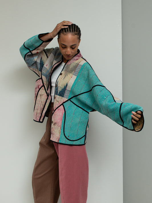 The Ladhiya Quilted Patchwork Kantha Jacket