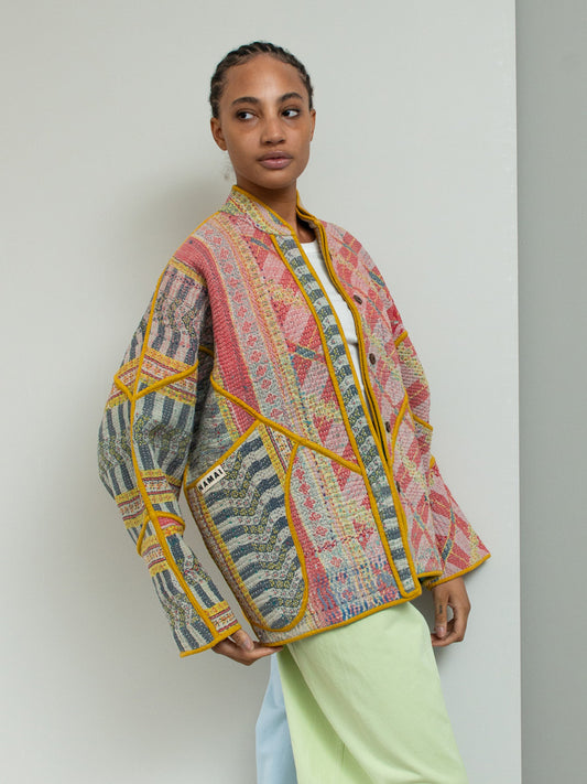 The Ladhiya Quilted Patchwork Kantha Jacket